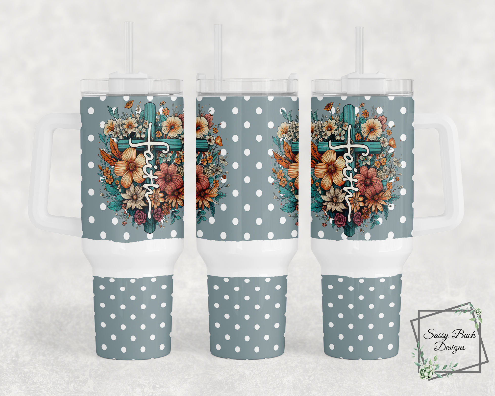 Floral Faith Cross 40oz Tumbler