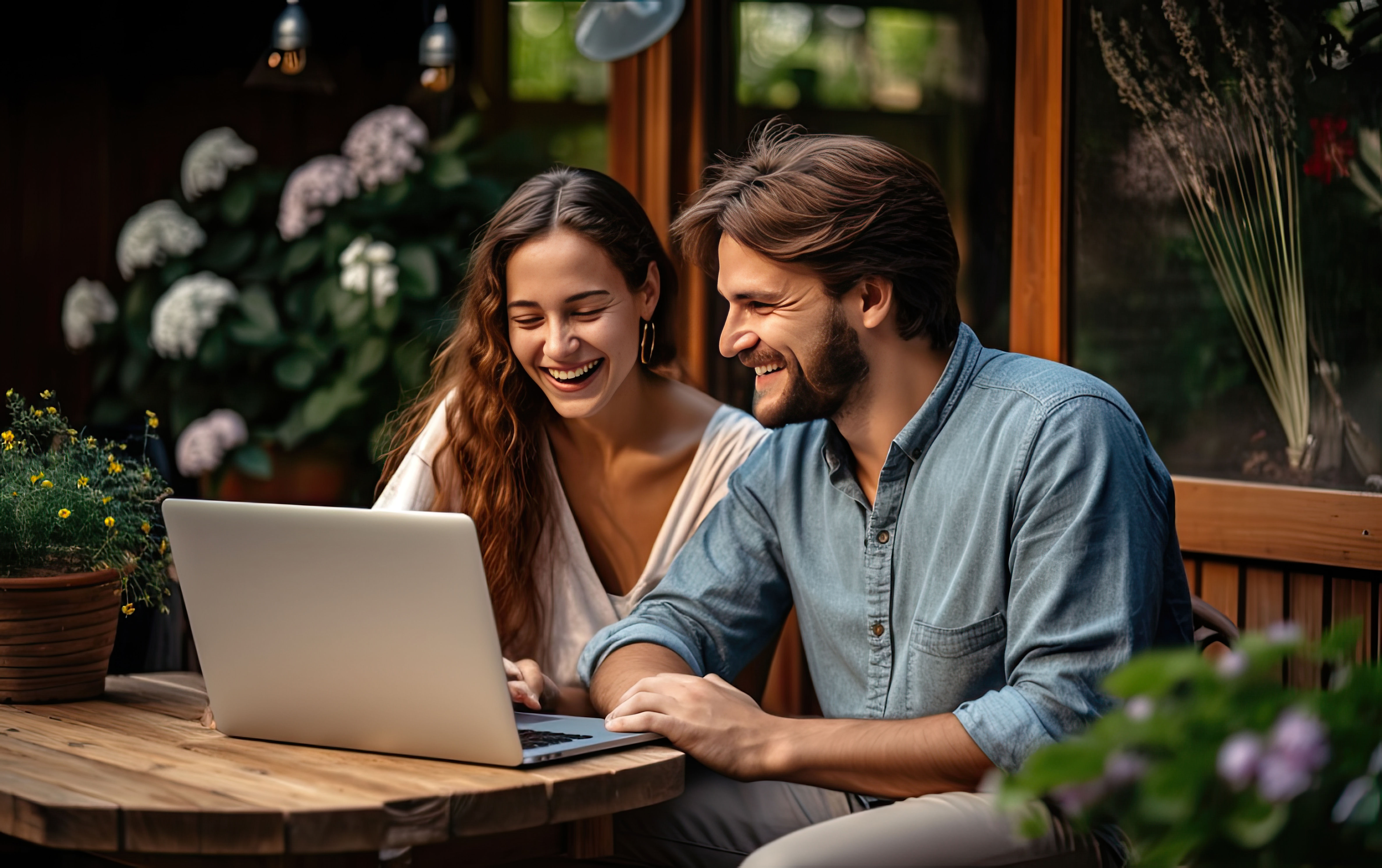 un couple devant son ordinateur