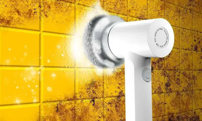 Synoshi Spin Power Scrubber, a versatile and powerful cleaning tool with interchangeable brush heads.