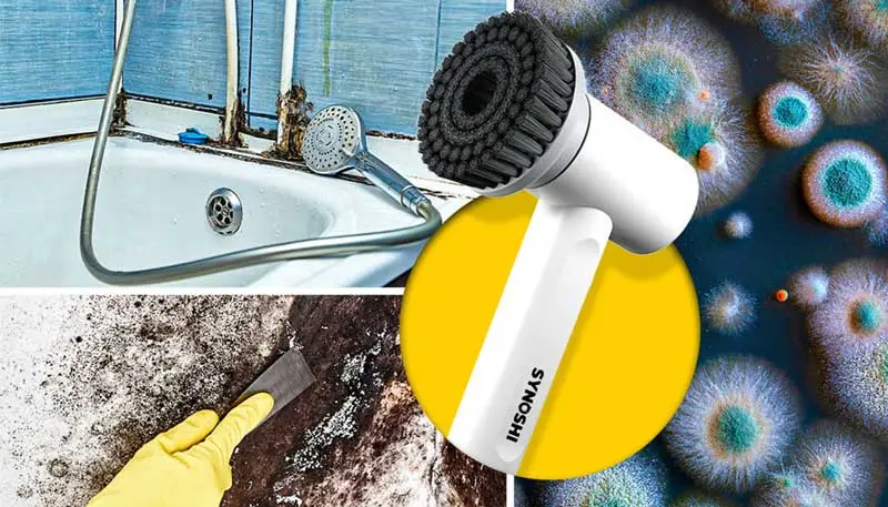 Synoshi Spin Power Scrubber, a versatile and powerful cleaning tool with interchangeable brush heads.