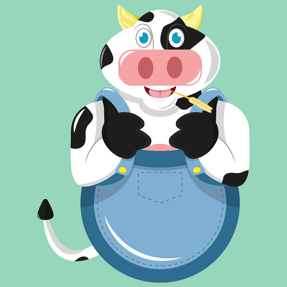 Cow in Overalls 2% Milk Graphic Tee