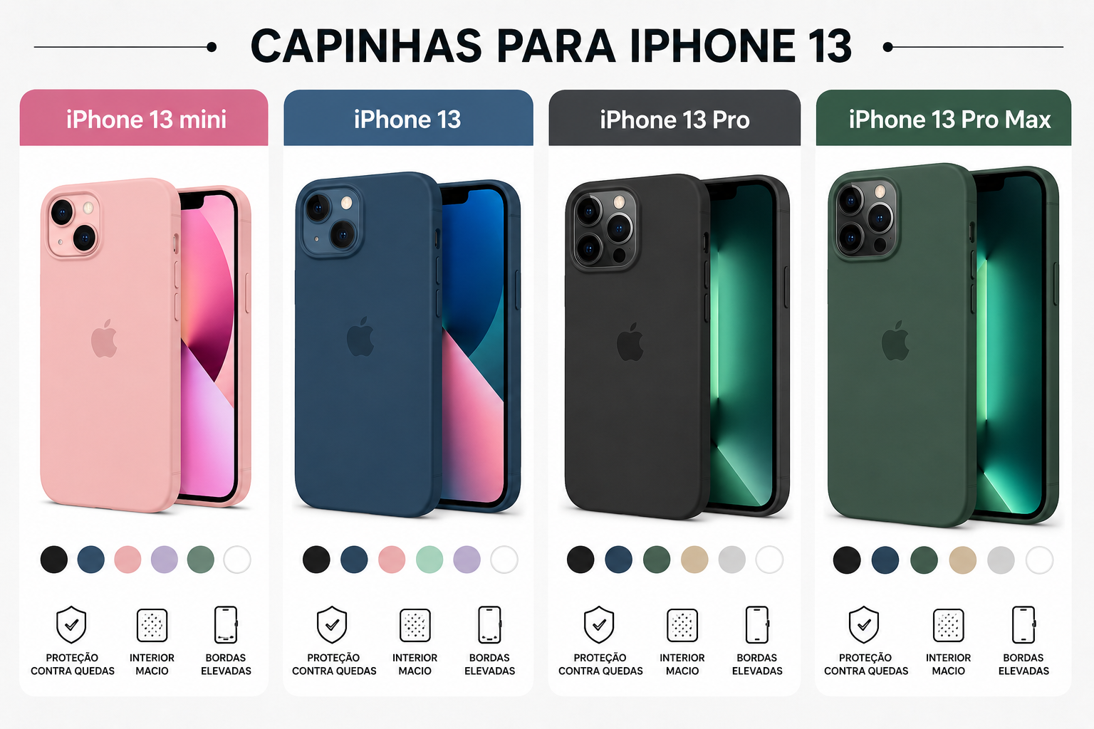 CAPINHA COM VELUDO CÂMERA ABERTA iPhone 13 Pro Max, iPhone 13 Pro, iPhone 13