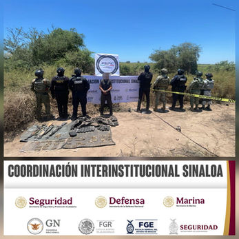 En trabajos coordinados, el Grupo Interinstitucional detuvo a 3 civiles en Navolato; les aseguraron armamento, cargadores, municiones y un vehículo robado.