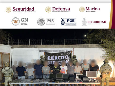 En Culiacán, Grupo Interinstitucional detiene a 10 civiles con armamento; les aseguran un arma de fuego, presunta droga, dinero en efectivo y diversos objetos