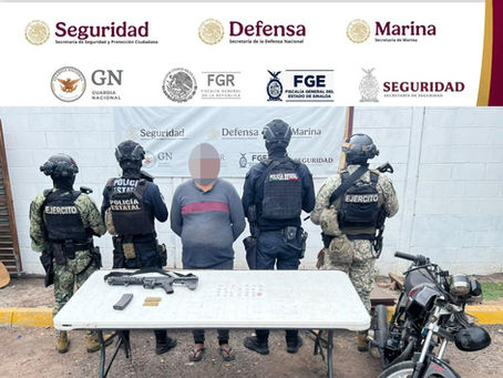 En Culiacán, Grupo Interinstitucional detiene a un hombre con arma larga, cartuchos y presunta droga