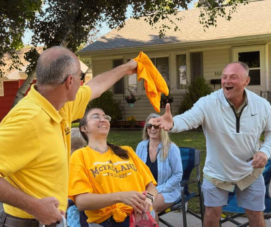 Les McFarland at parade in Marshall County