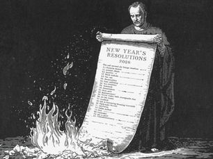 a man burning their new years resolution