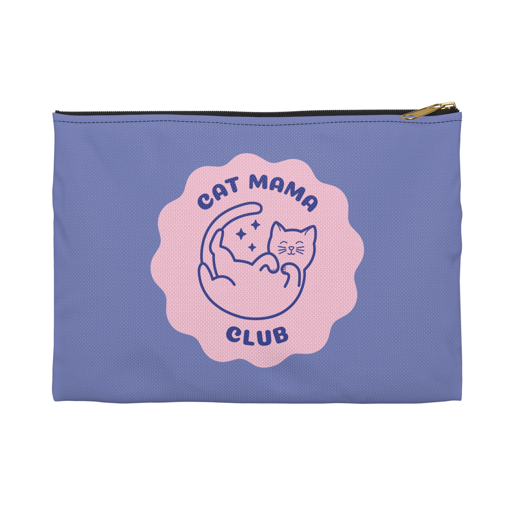 Cat Mama Club Logo Accessory Pouch - Light Blue