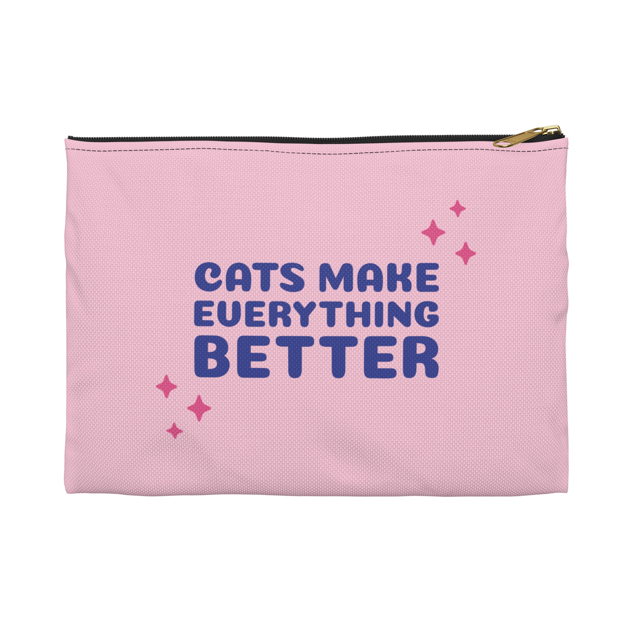 Cats Make Everything Better Accessory Pouch -  Light Pink