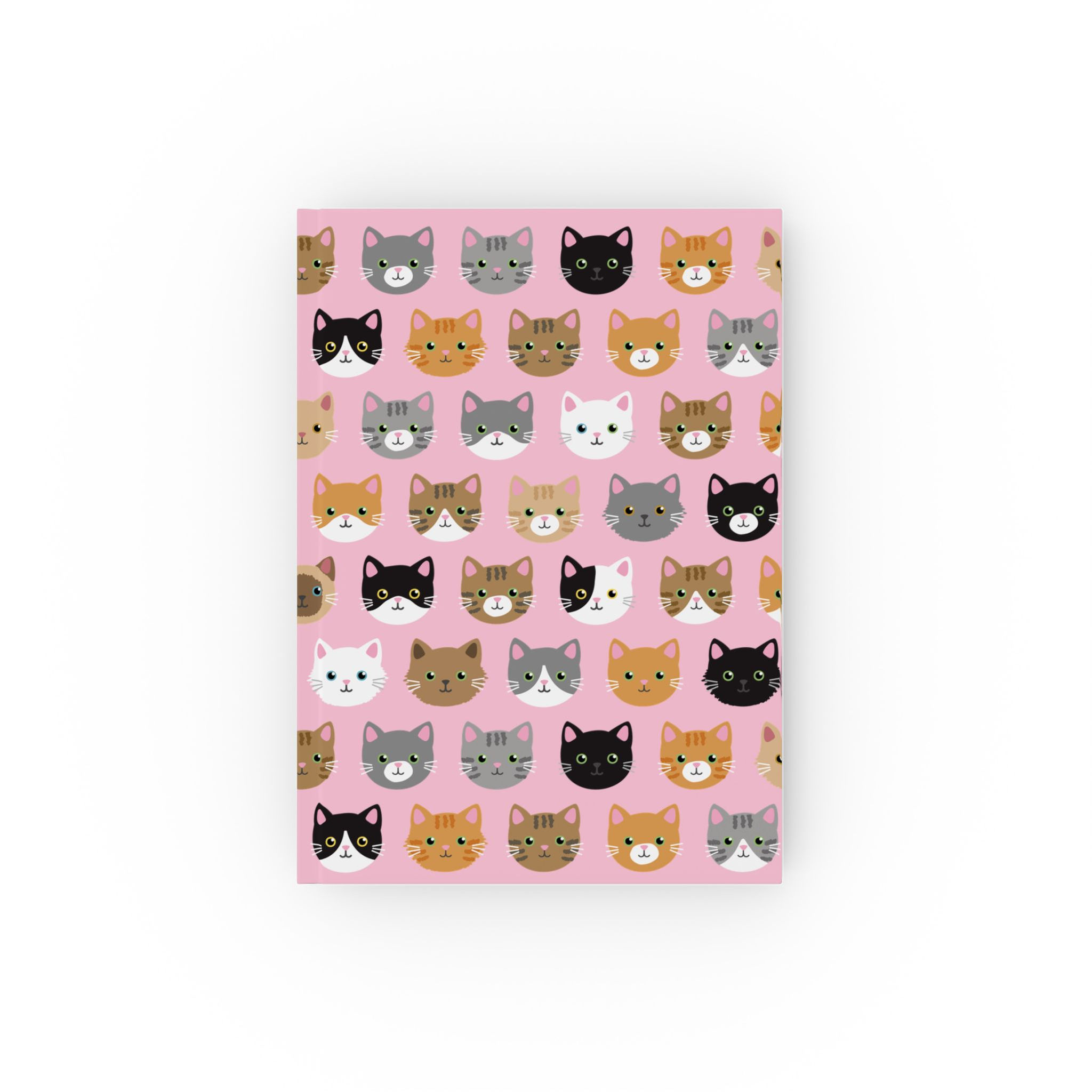 Cat Faces Hard Back Journal - Light Pink