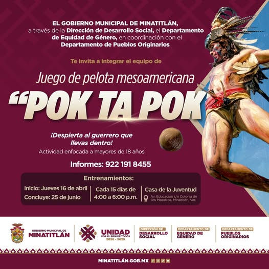 Forma parte del equipo de Juego de Pelota Mesoamericana “Pok Ta Pok”.
