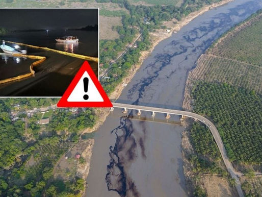 Denuncian derrame de hidrocarburo en río Pantepec ubicado en Álamo