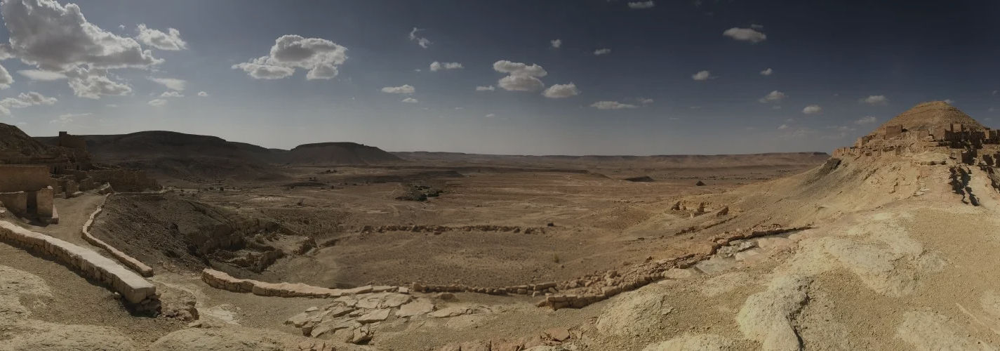 Panoramic view of southern Tunisia from the Guermassa citadel