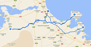 Map of the camel trek route in the desert from Zarzis