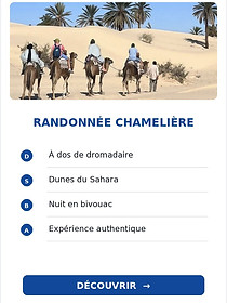 Carte randonnée chamelière dans le désert tunisien
