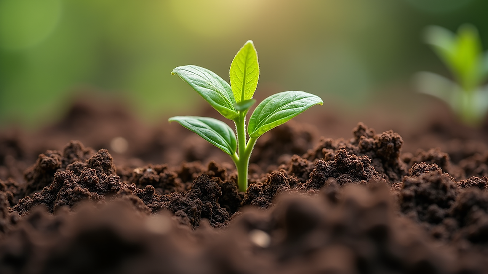 close-up view of soil with rich organic matter and microorganisms