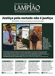 Capa da edição 47 Jornal Lampião, Jornal-laboratório do curso de Jornalismo da UFOP.
