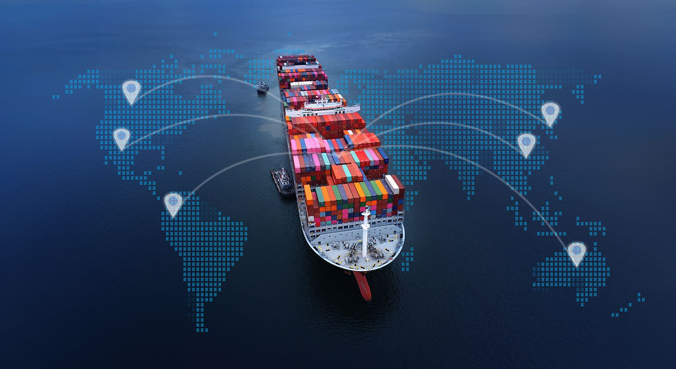 Aerial top view containers ship cargo business commercial logistic and transportation inte