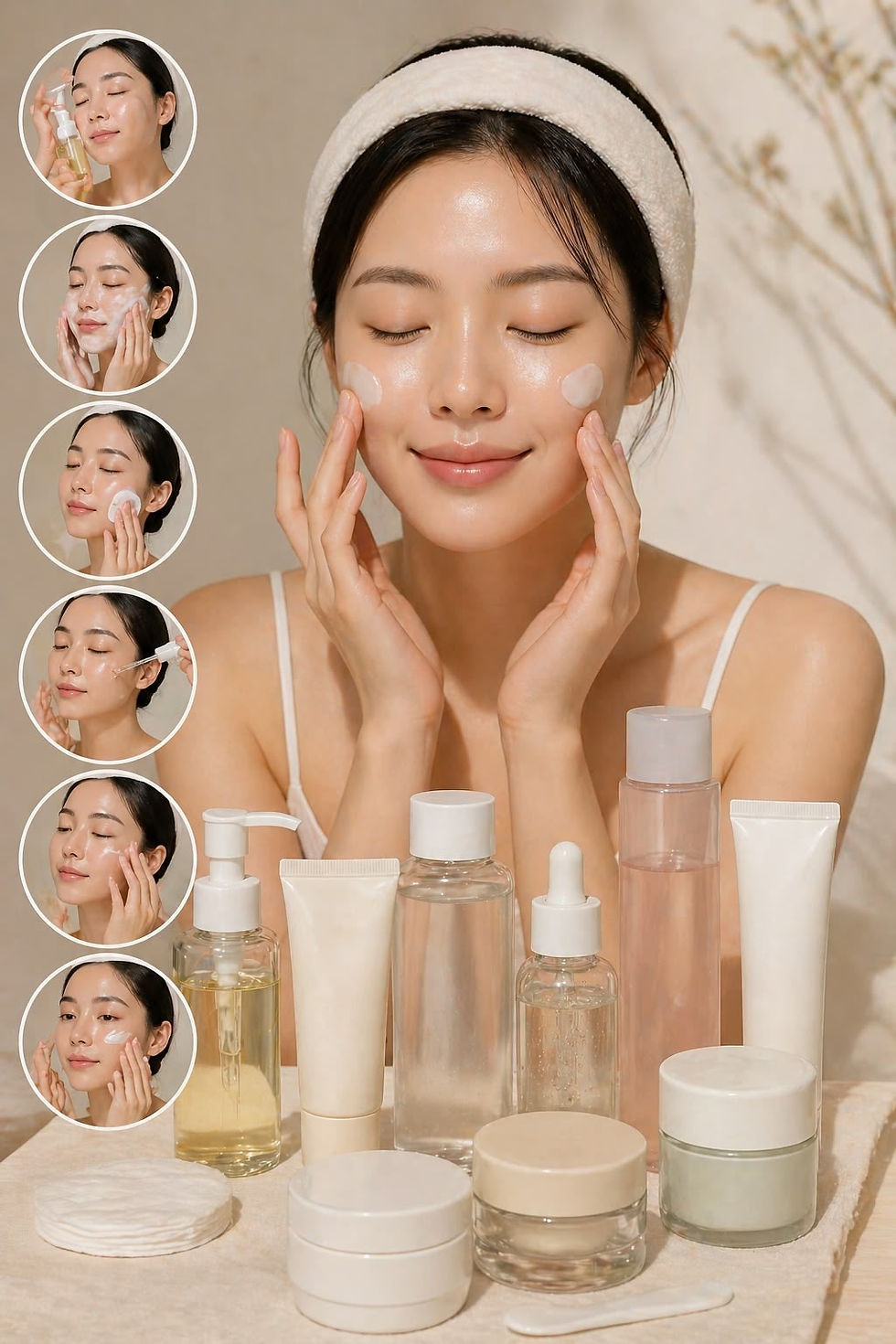 signora che si fa la skincare routine