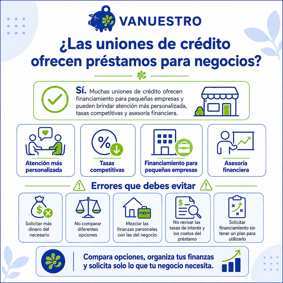 Las uniones de crédito ofrecen préstamos para negocios