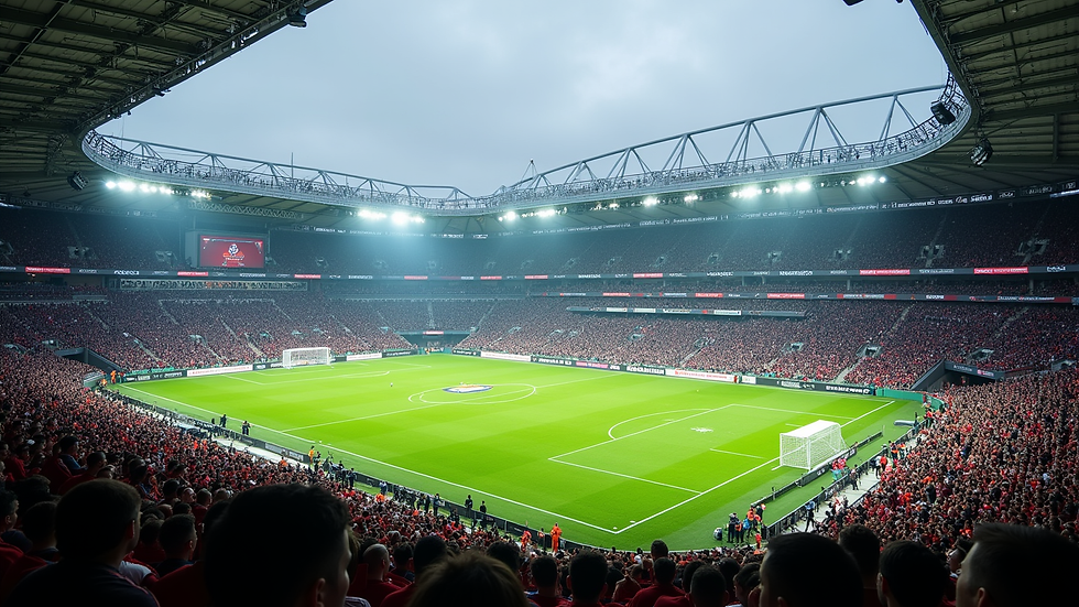 high angle view of a sports stadium filled with fans