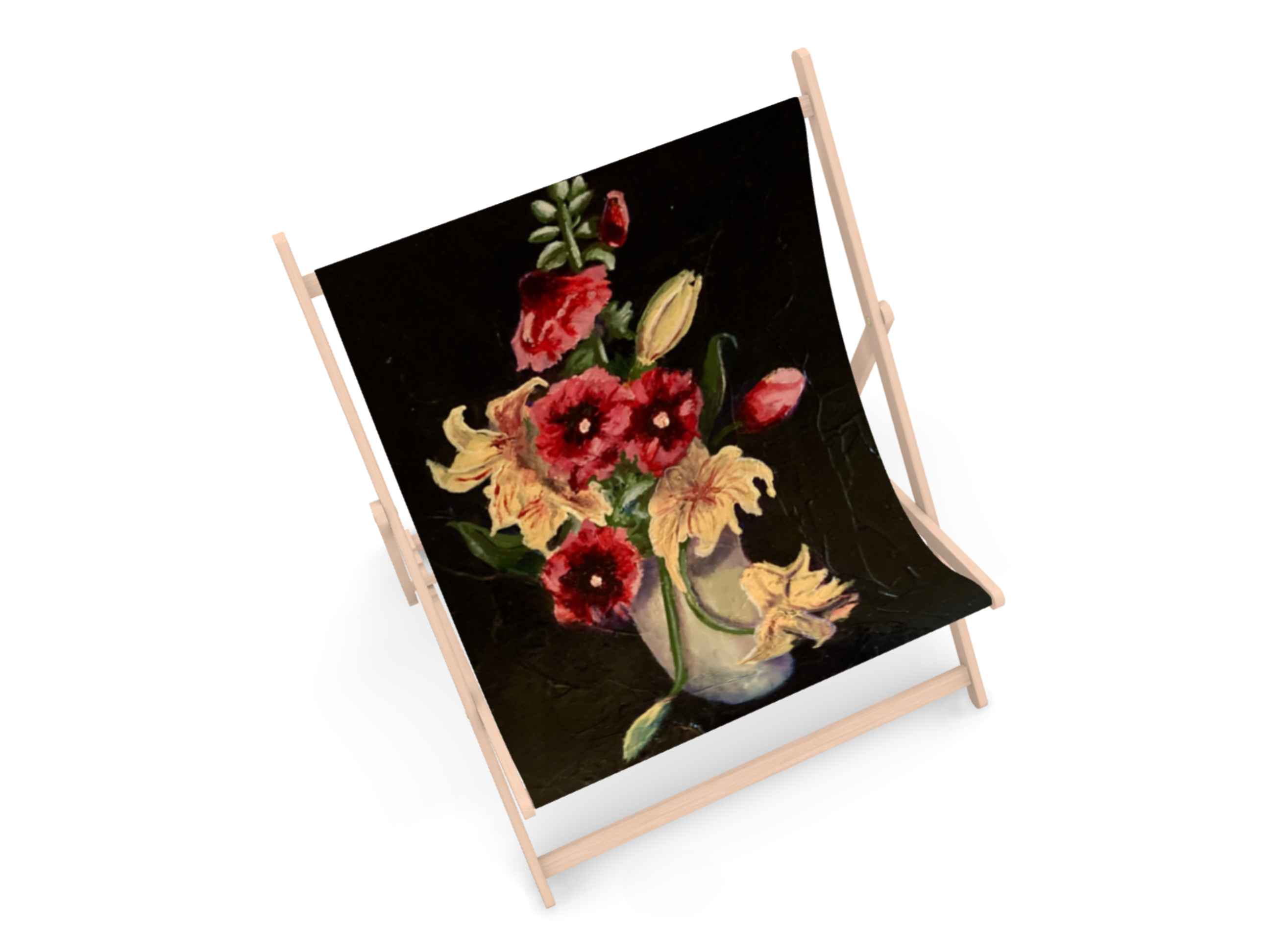 Double Deckchair: Hollyhocks & Lilies
