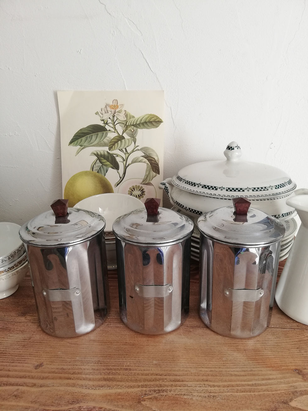 pots à épices 1950 métal argenté