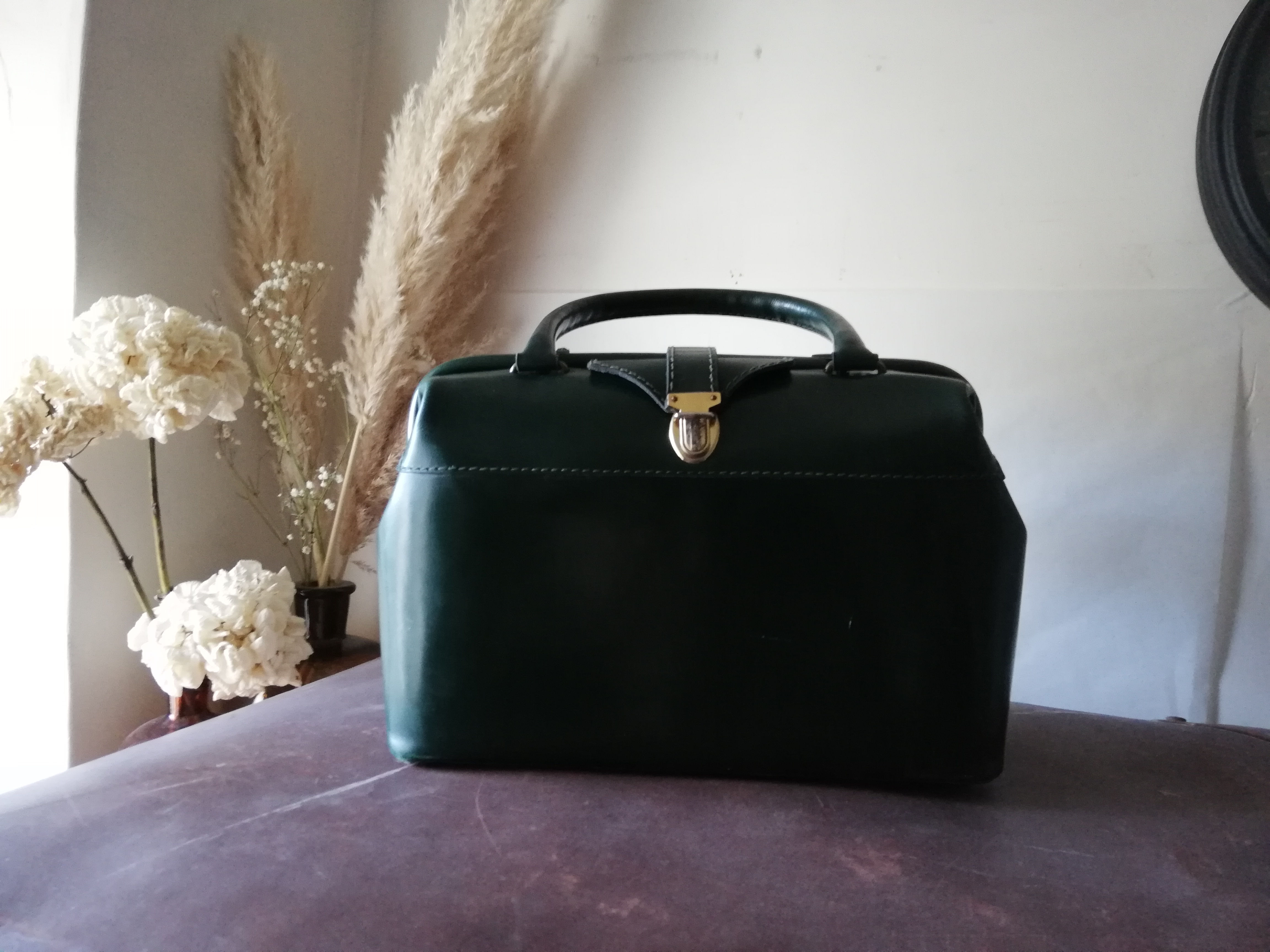Sac vintage en cuir vert