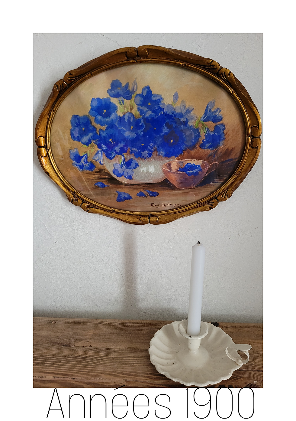 aquarelle aux bleuets 1900