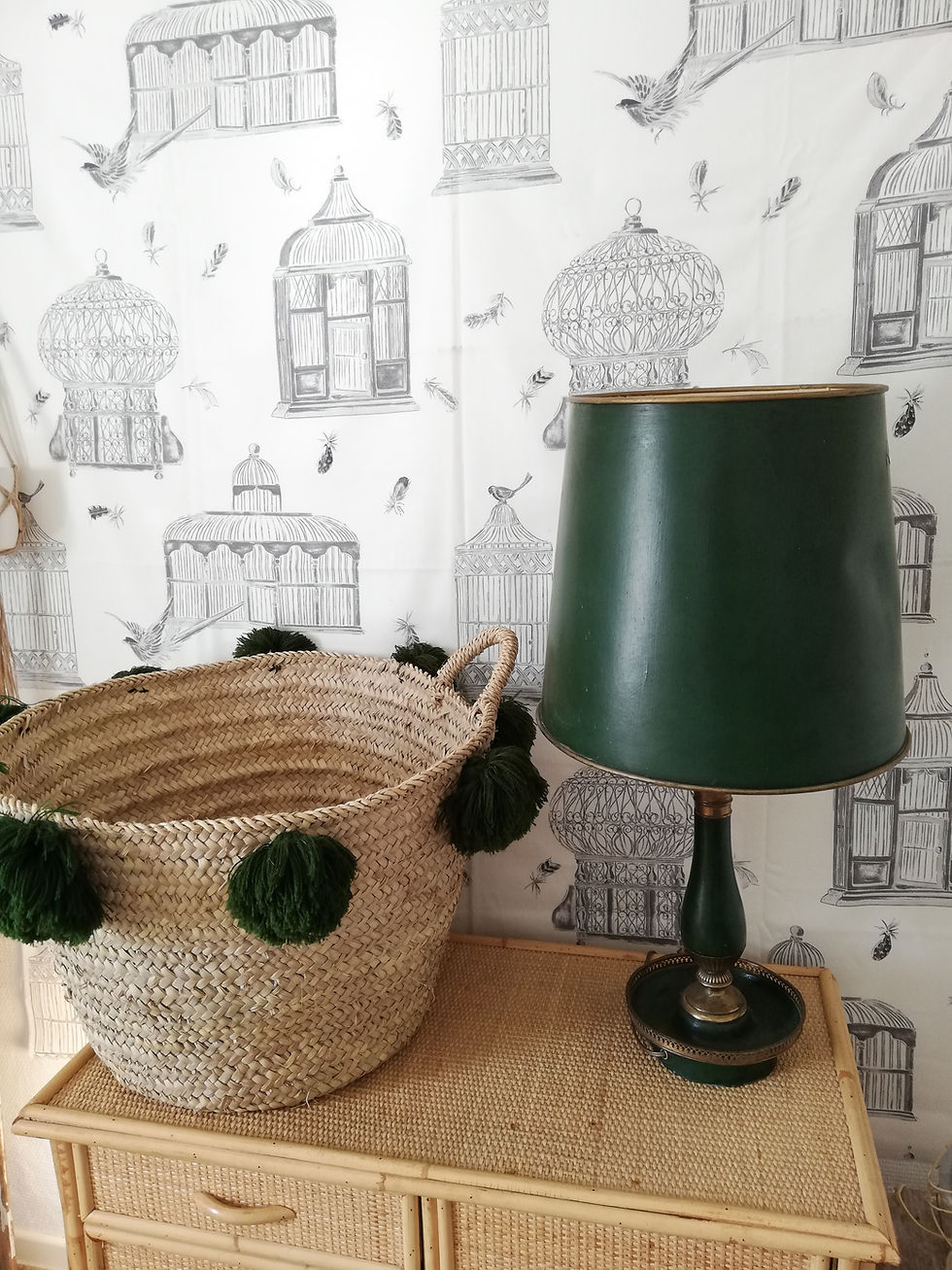 lampe métal vert foret 1950