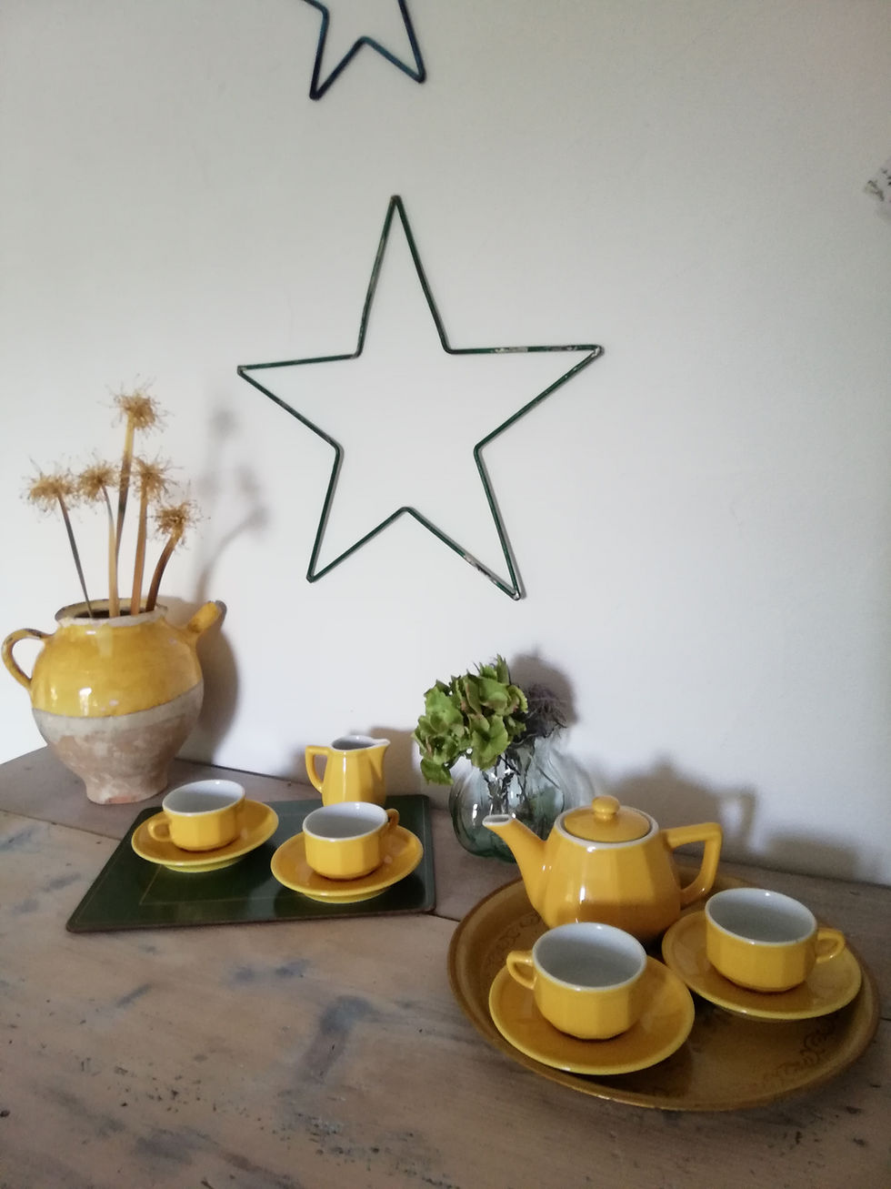 service a thé café Apilco vintage jaune