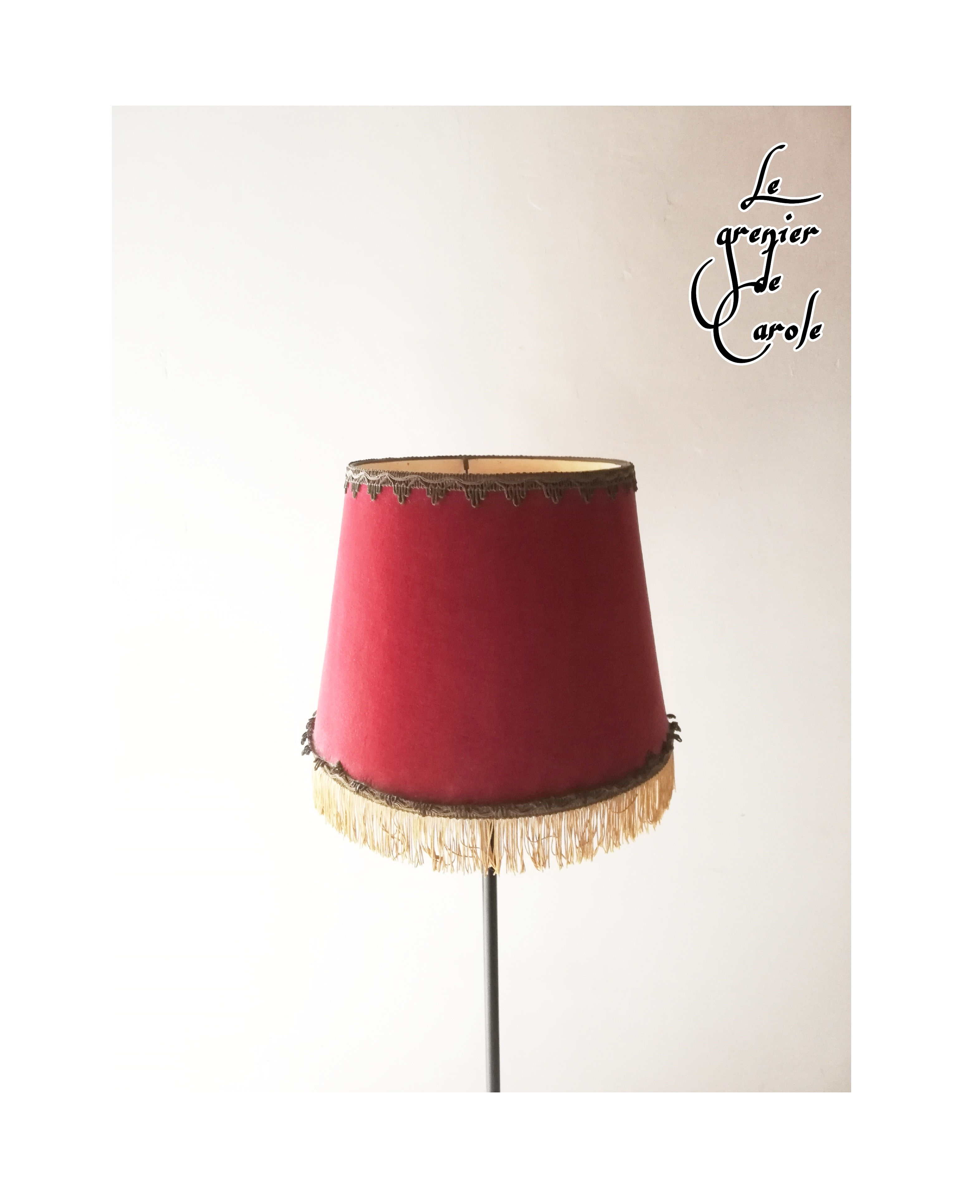 abat jour vintage velours rouge