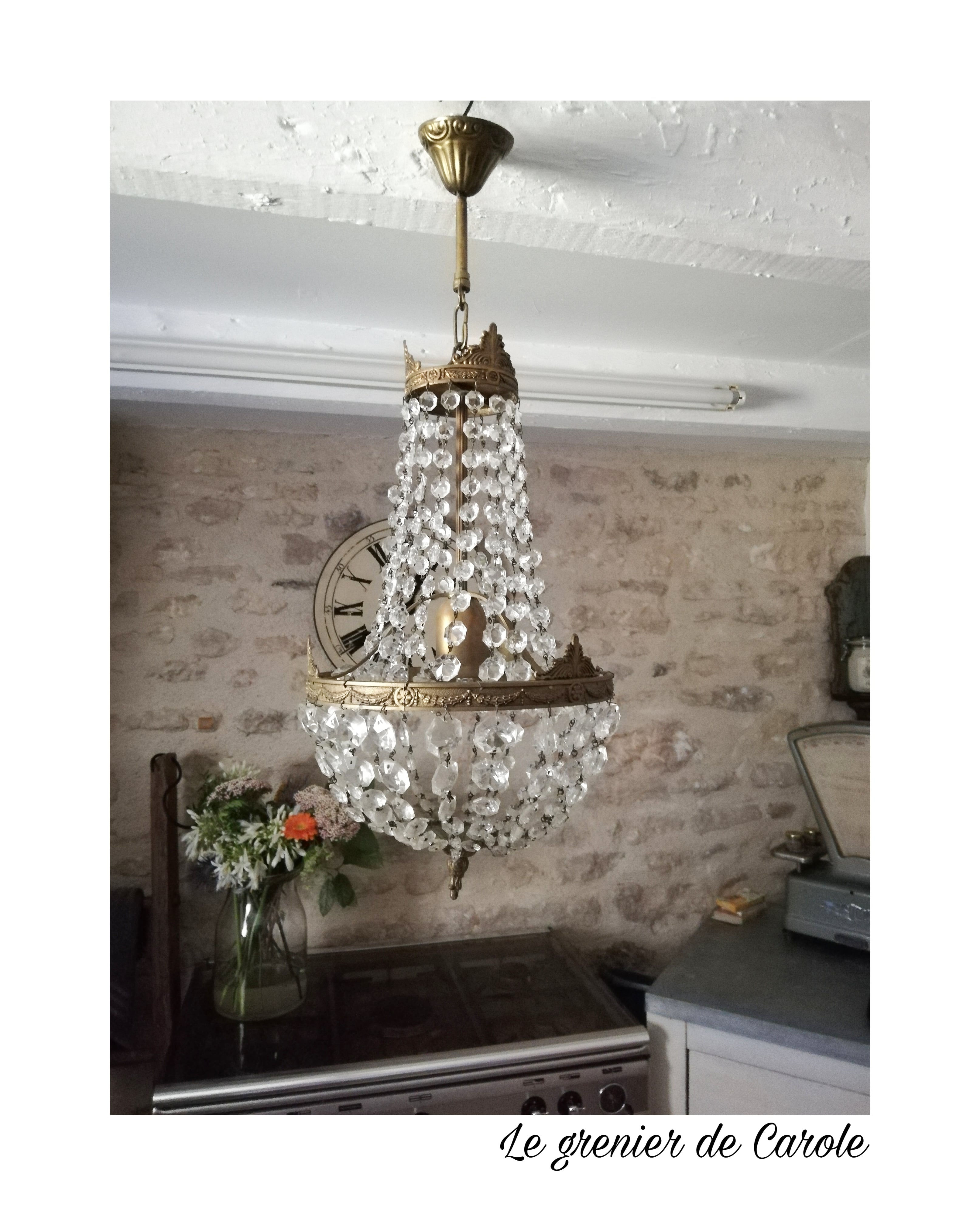 lustre mongolfiere vintage a pampille