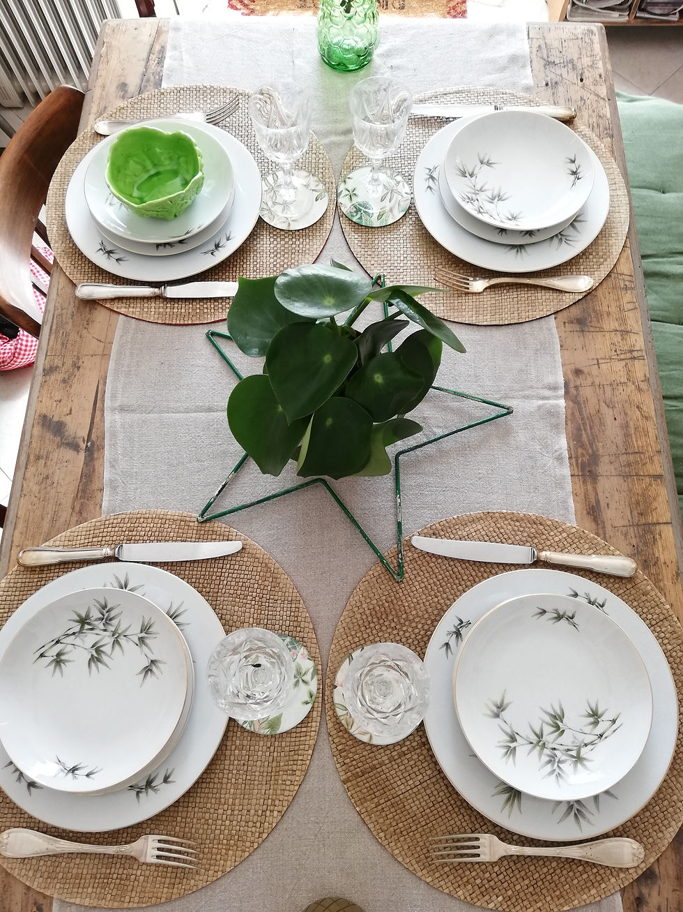 service vintage assiettes potif bambou pour 6