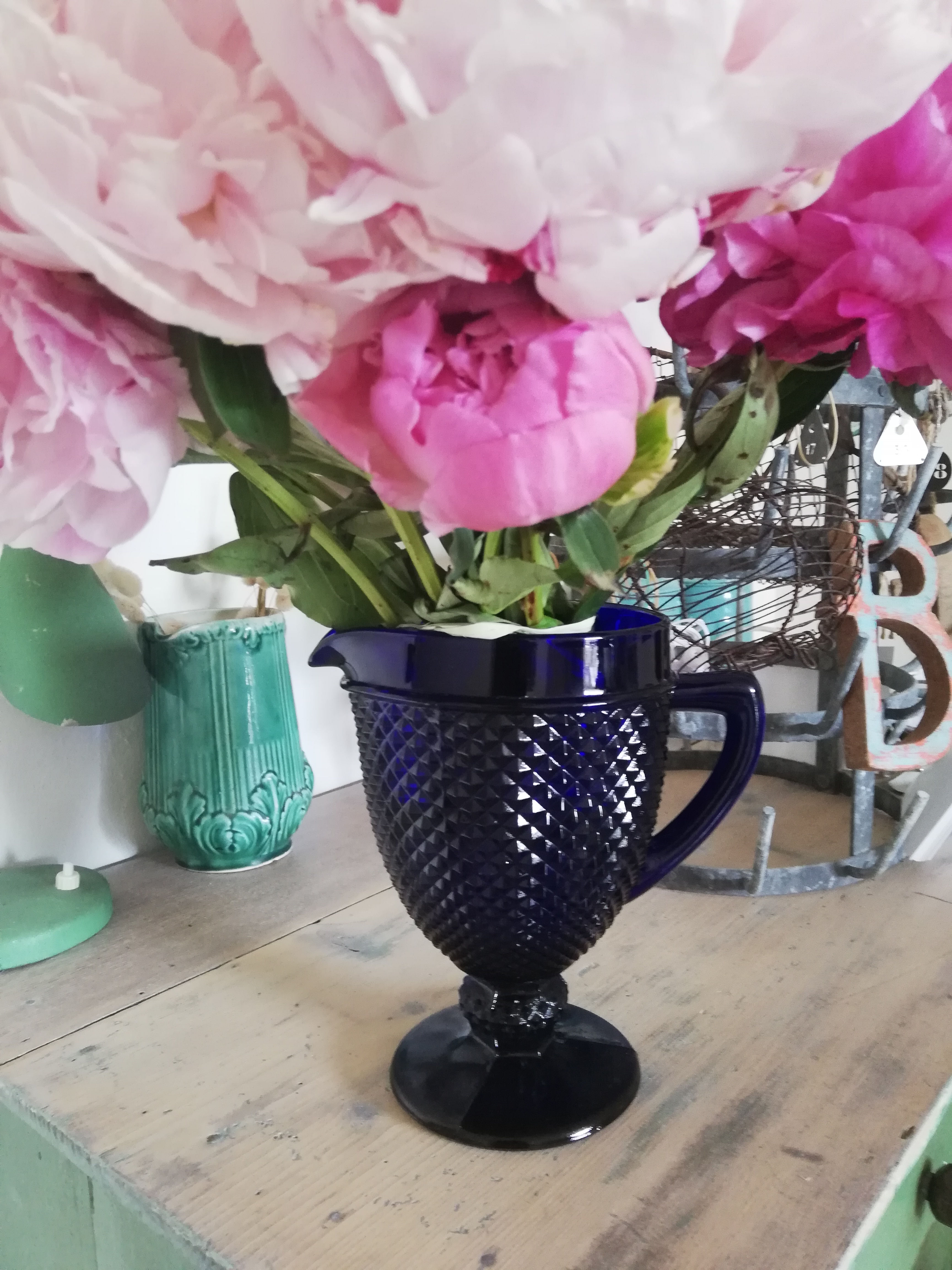 carafe pointe de diamants Casa Lopez avec une bague et une broche