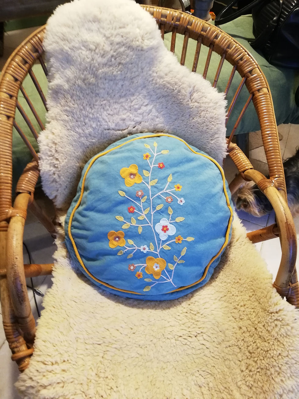 housse vintage pour coussin rond