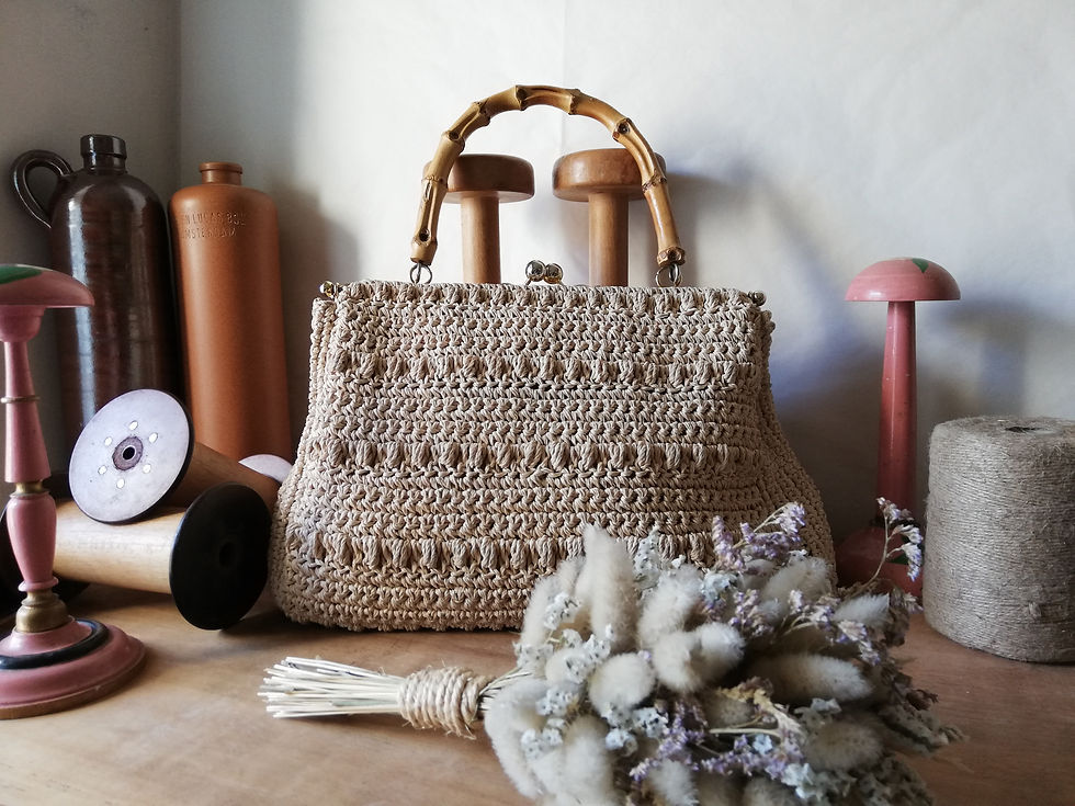 sac vintage poignée bois