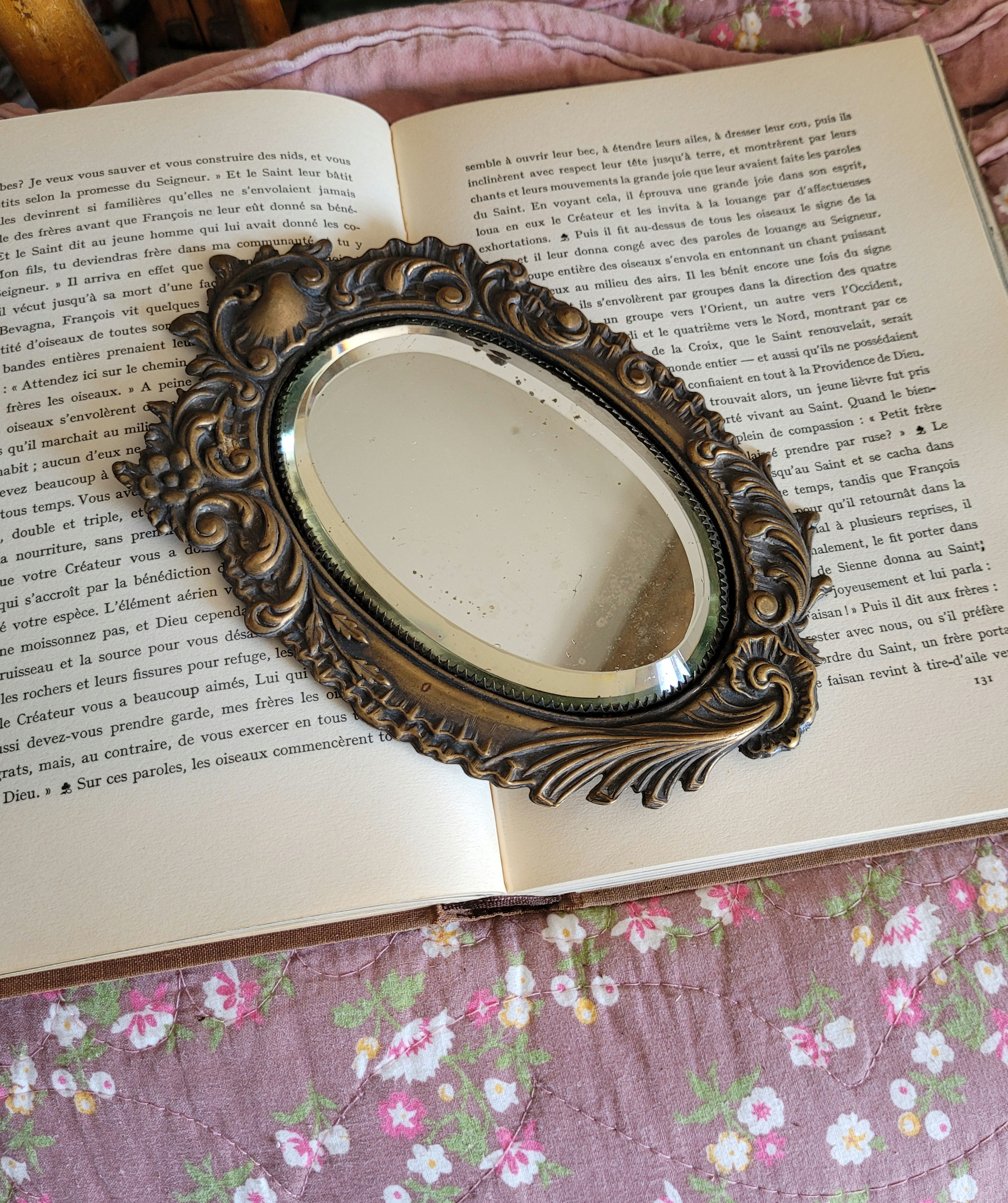 miroir à mains ancien biseauté
