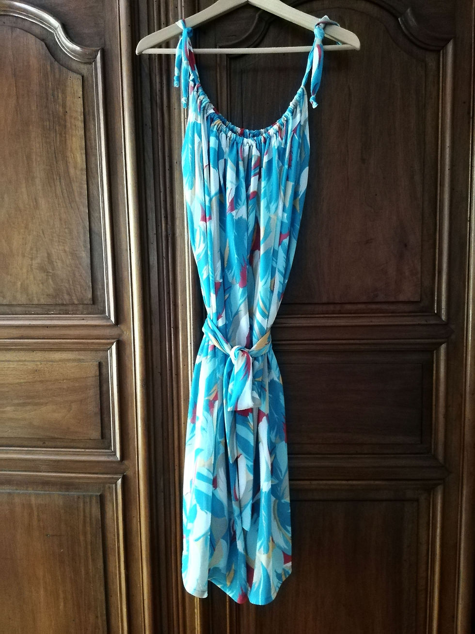 robe vintage fluide bleu soie