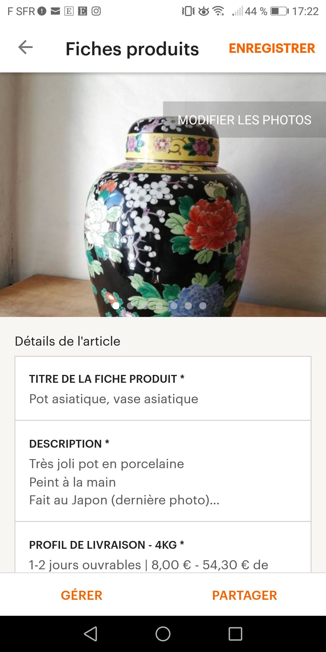 Pot asiatique Vase asiatique