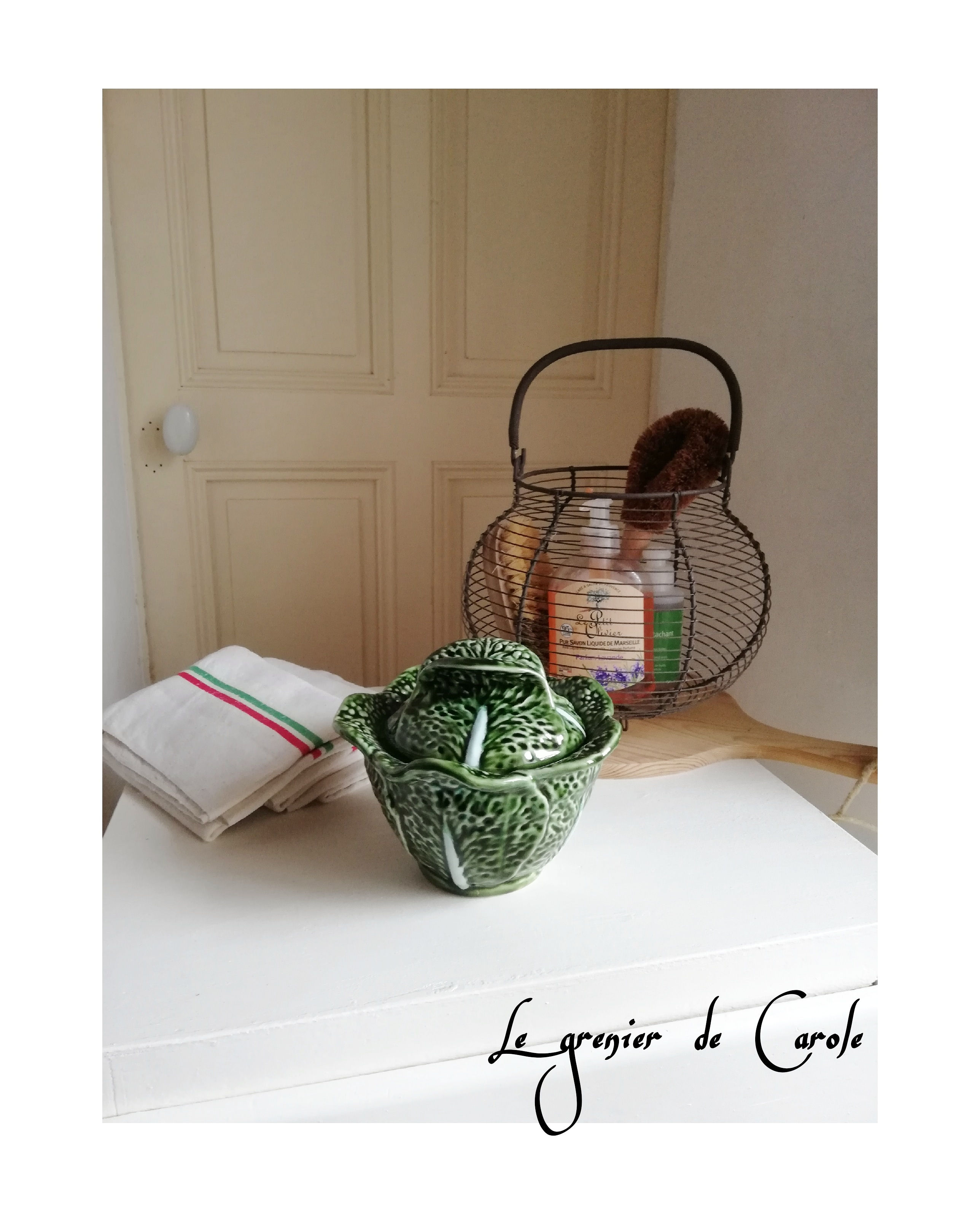 confiturier feuille de choux barbotine