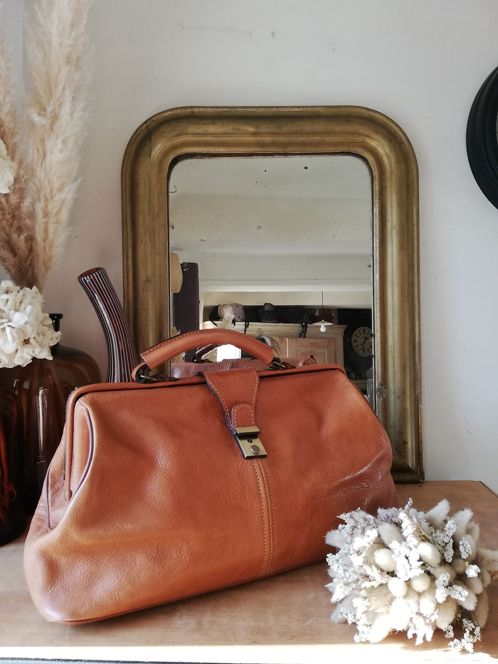 sac forme medecin cuir cognac