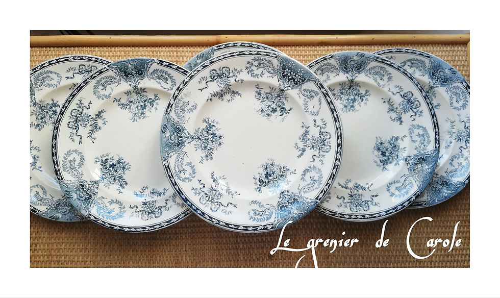 6 assiettes plates longwy XIX