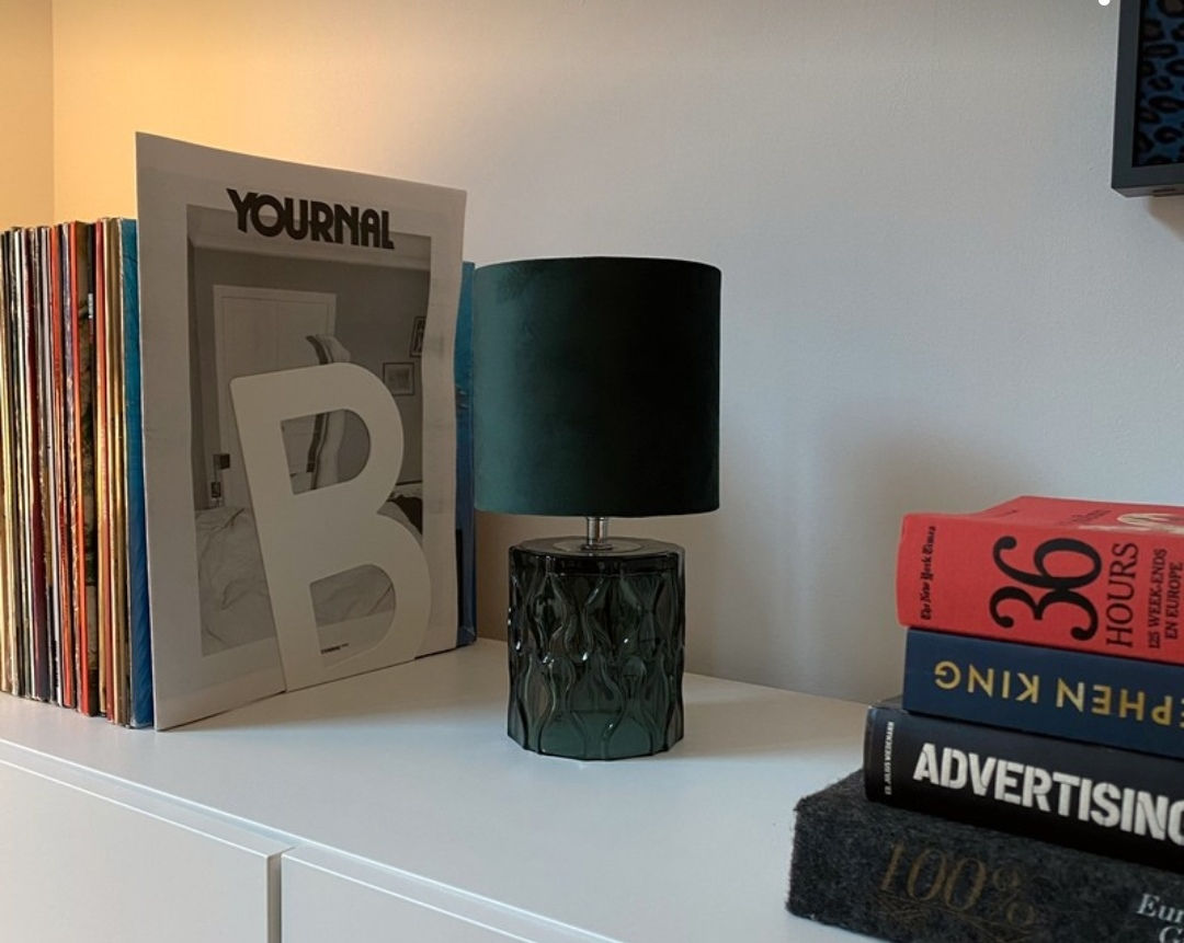 lampe verte vintage verre et velours