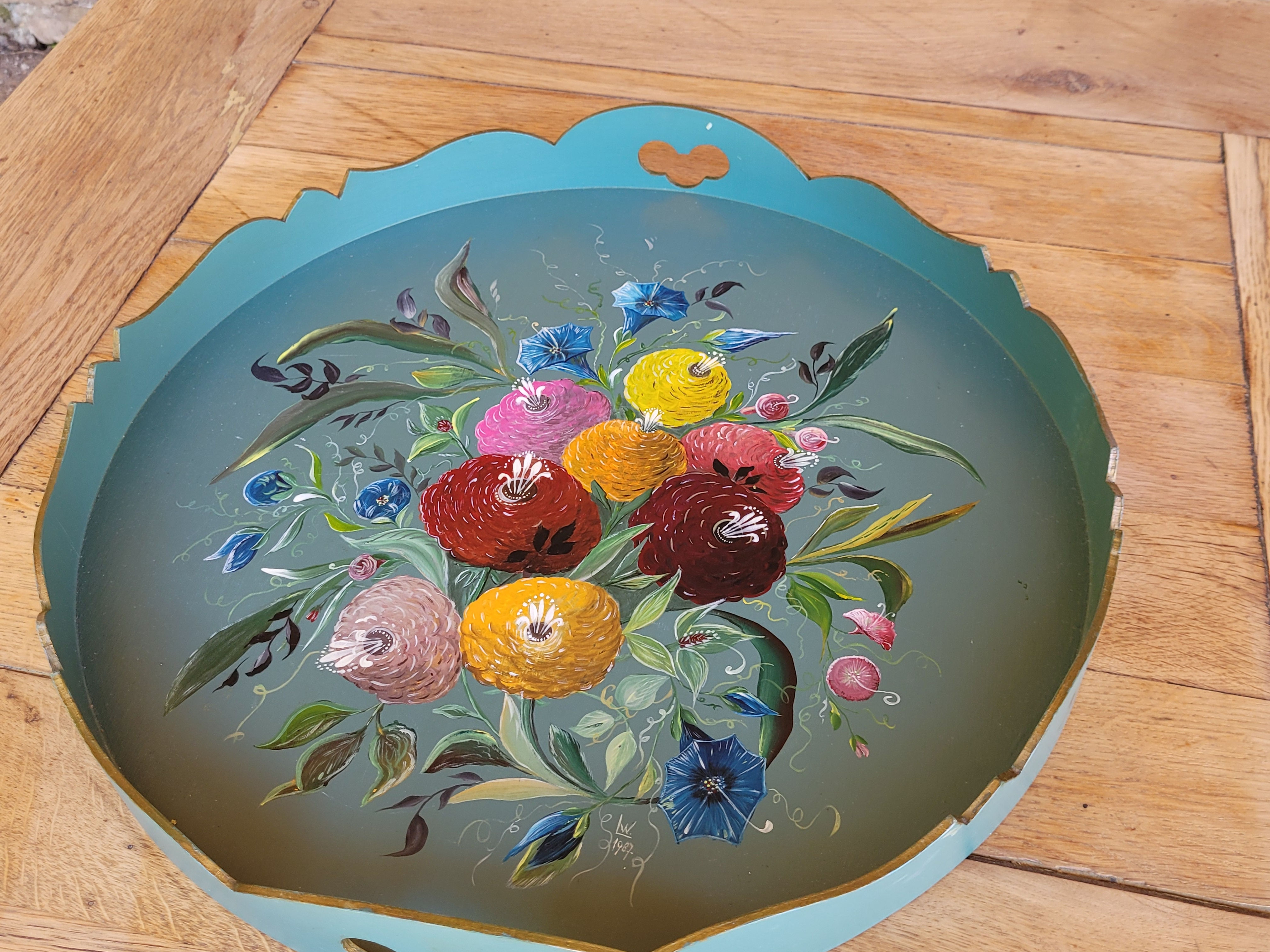 Grand plateau rond vintage