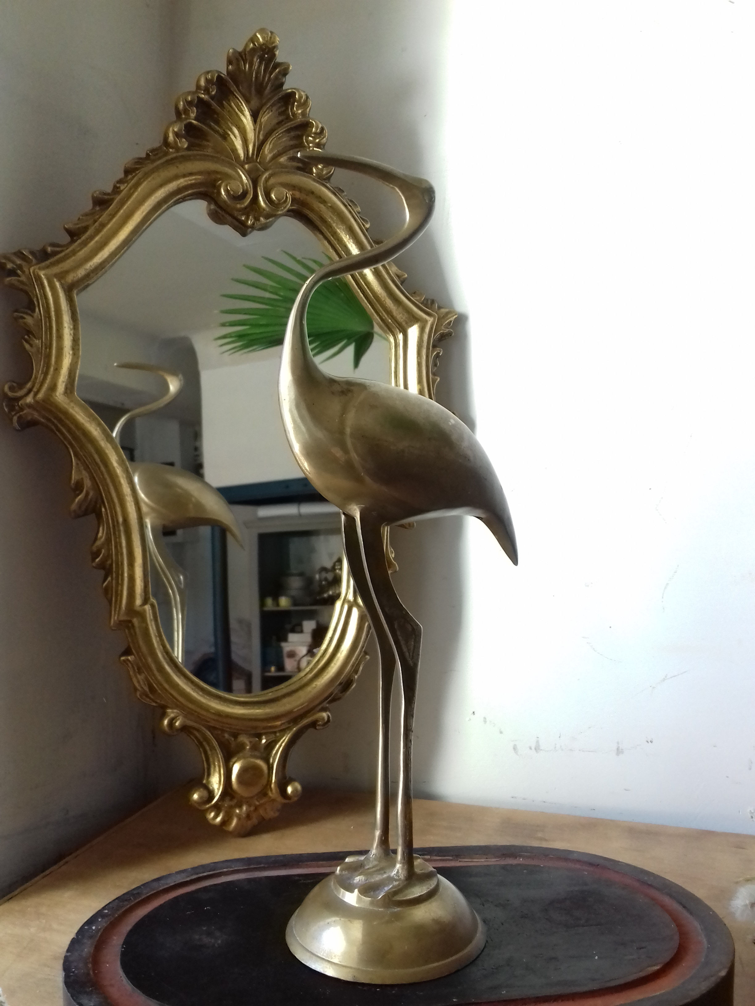 oiseau héron laiton heron bird brass