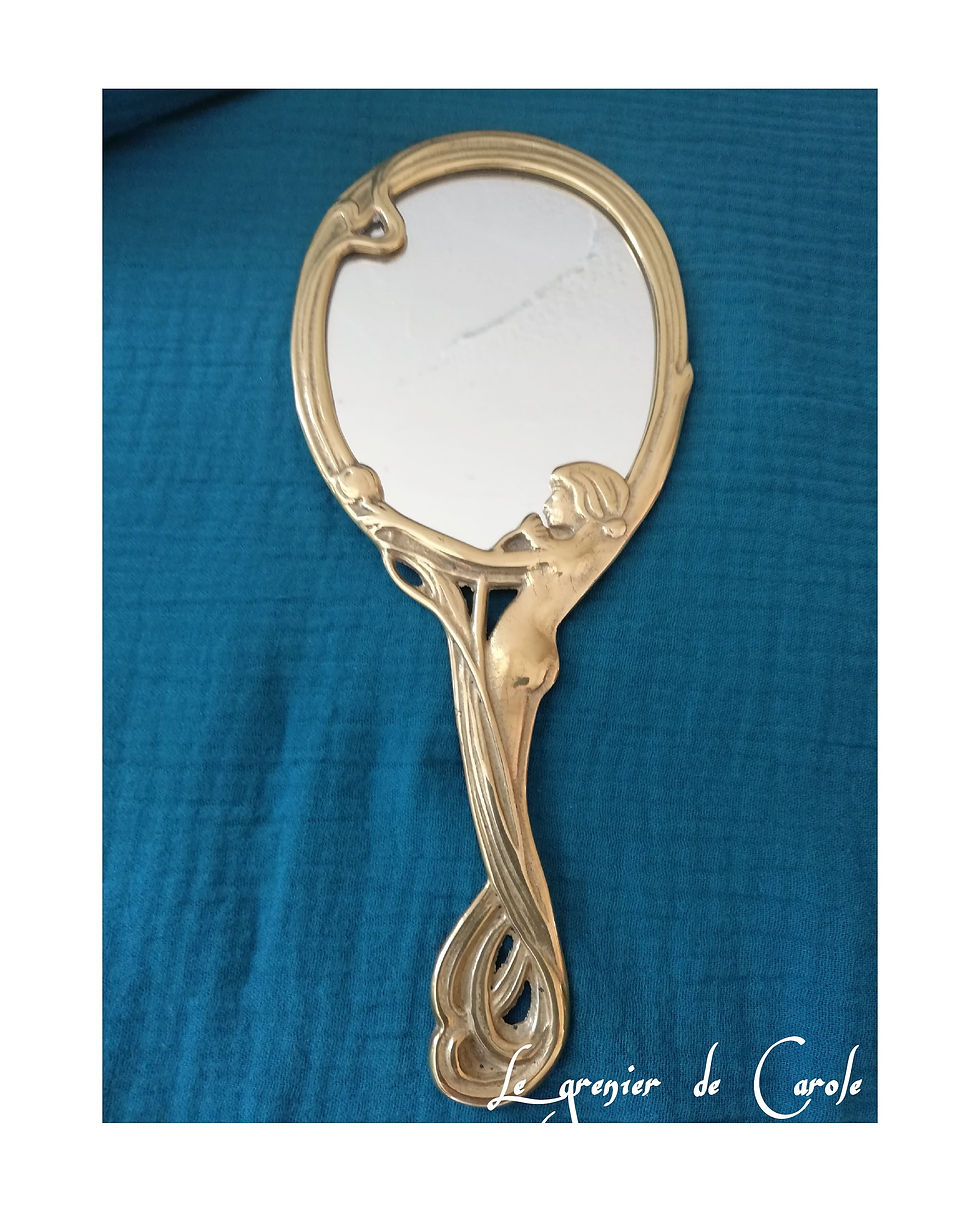 miroir art nouveau face à main bronze laiton