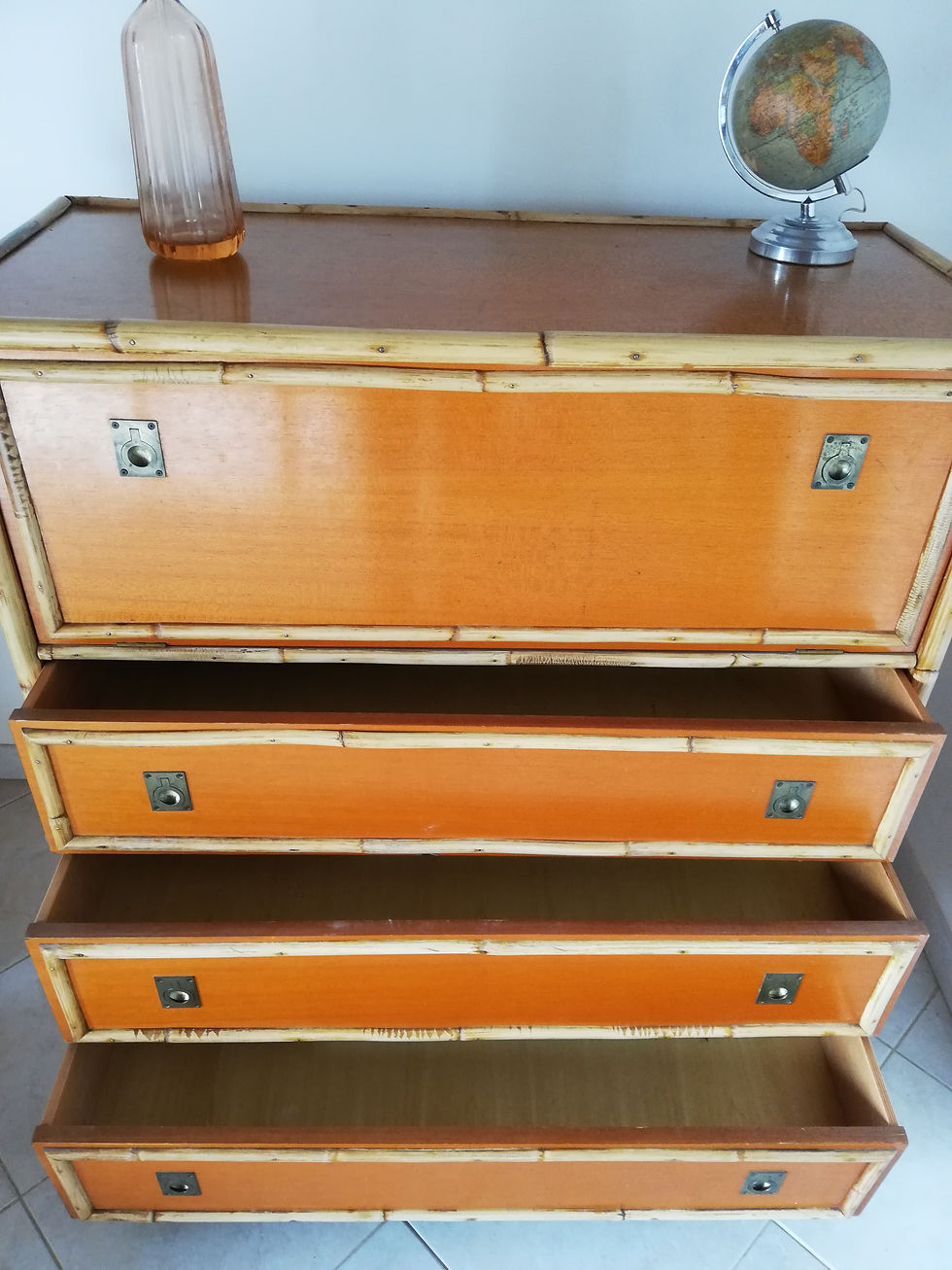 meuble vintage rotin