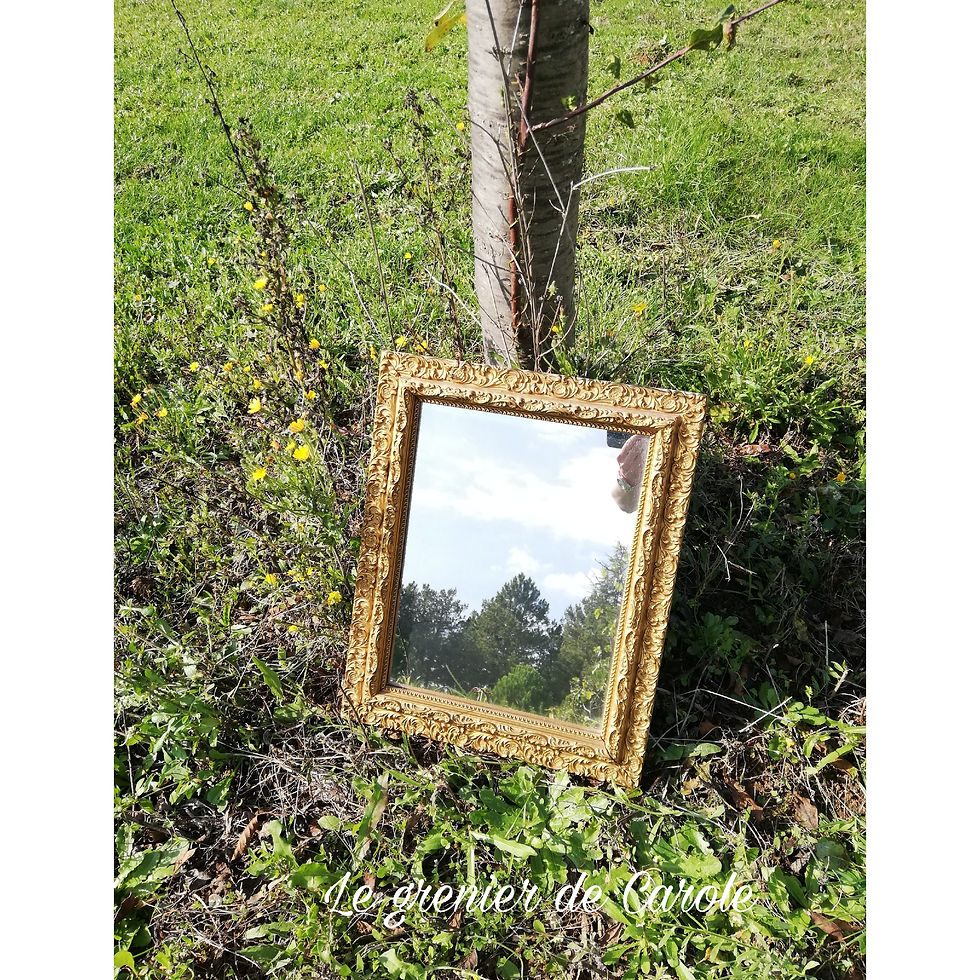 miroir carré vintage bois doré