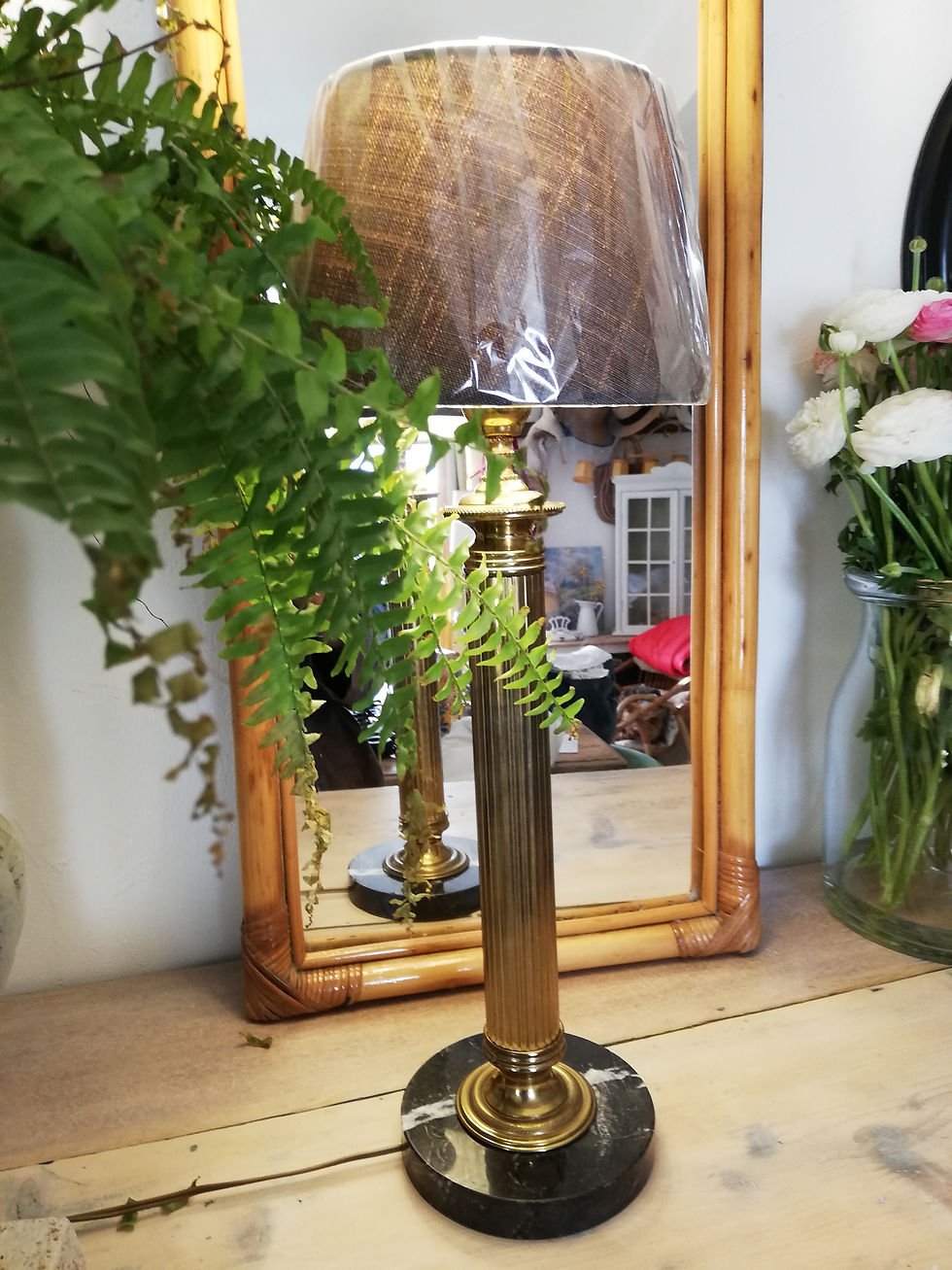 lampe élégante XXe laiton et marbre